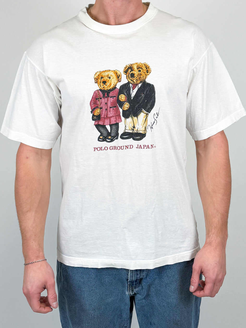 1A-192-CH Date Night Couple RL Polo Bear White Tee