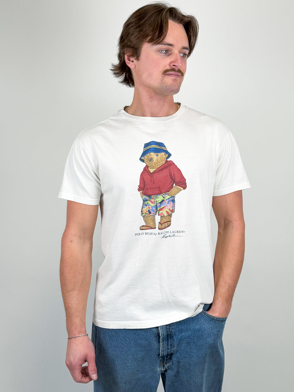 1A-191-CH Dad On Vacation RL Polo Bear White Tee