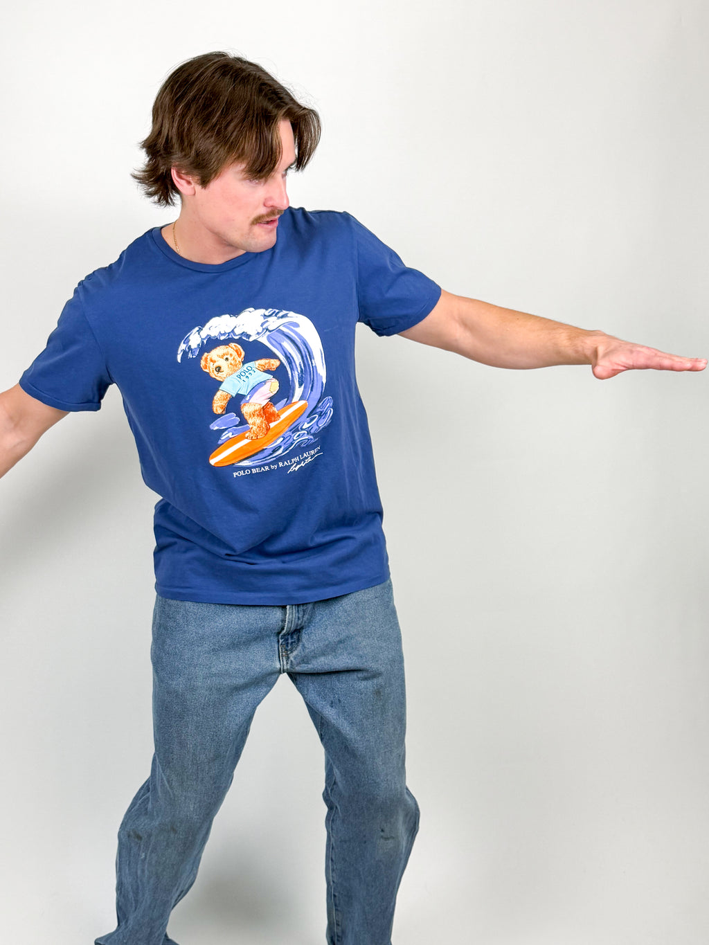 1A-188-CH Blue Surfing RL Polo Bear Tee