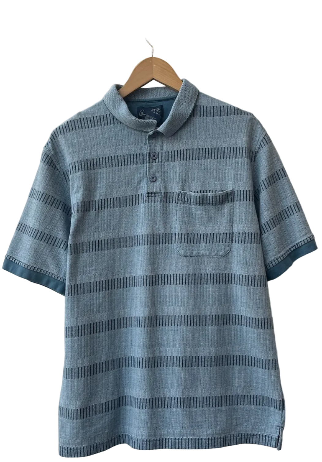 11-65-CH Blue Striped Polo L