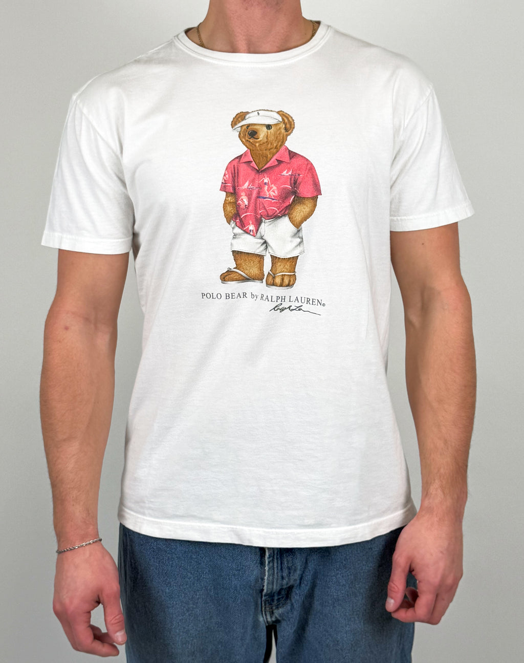 1A-190-CH Vacation Visor RL Polo Bear White Tee