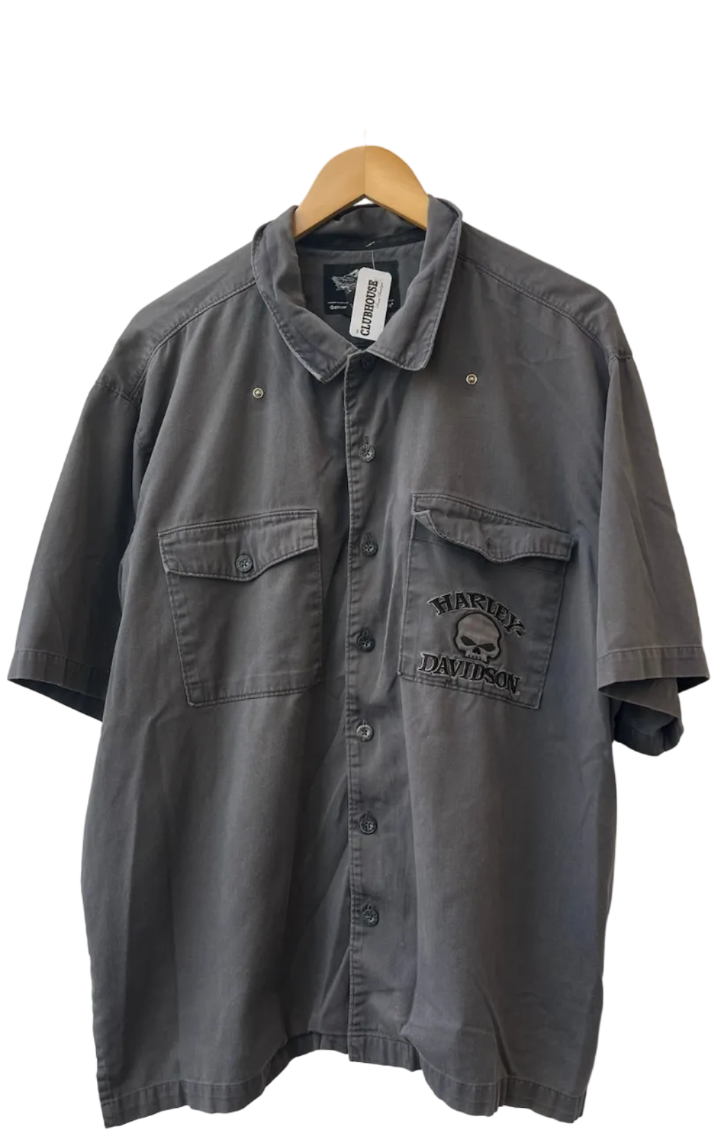 11-762-CH Grey Harley Davidson Shortsleeve Button Up