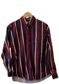 11-149-CH Burgundy, Navy and Yellow Striped Longsleeve Button Up