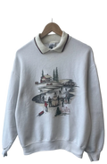 11-758-CH White Collared Winter Graphic Crewneck