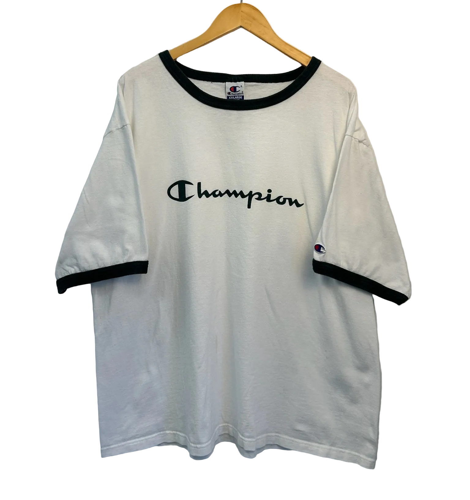 1A-6-CH Green Trim Champion White Tee