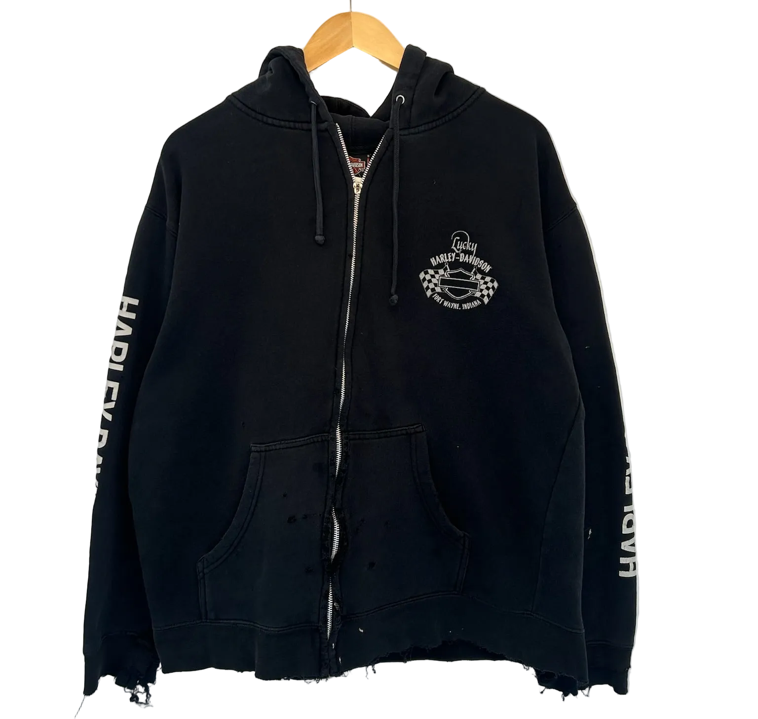 1A-102-CH Black Lucky Harley Hoodie