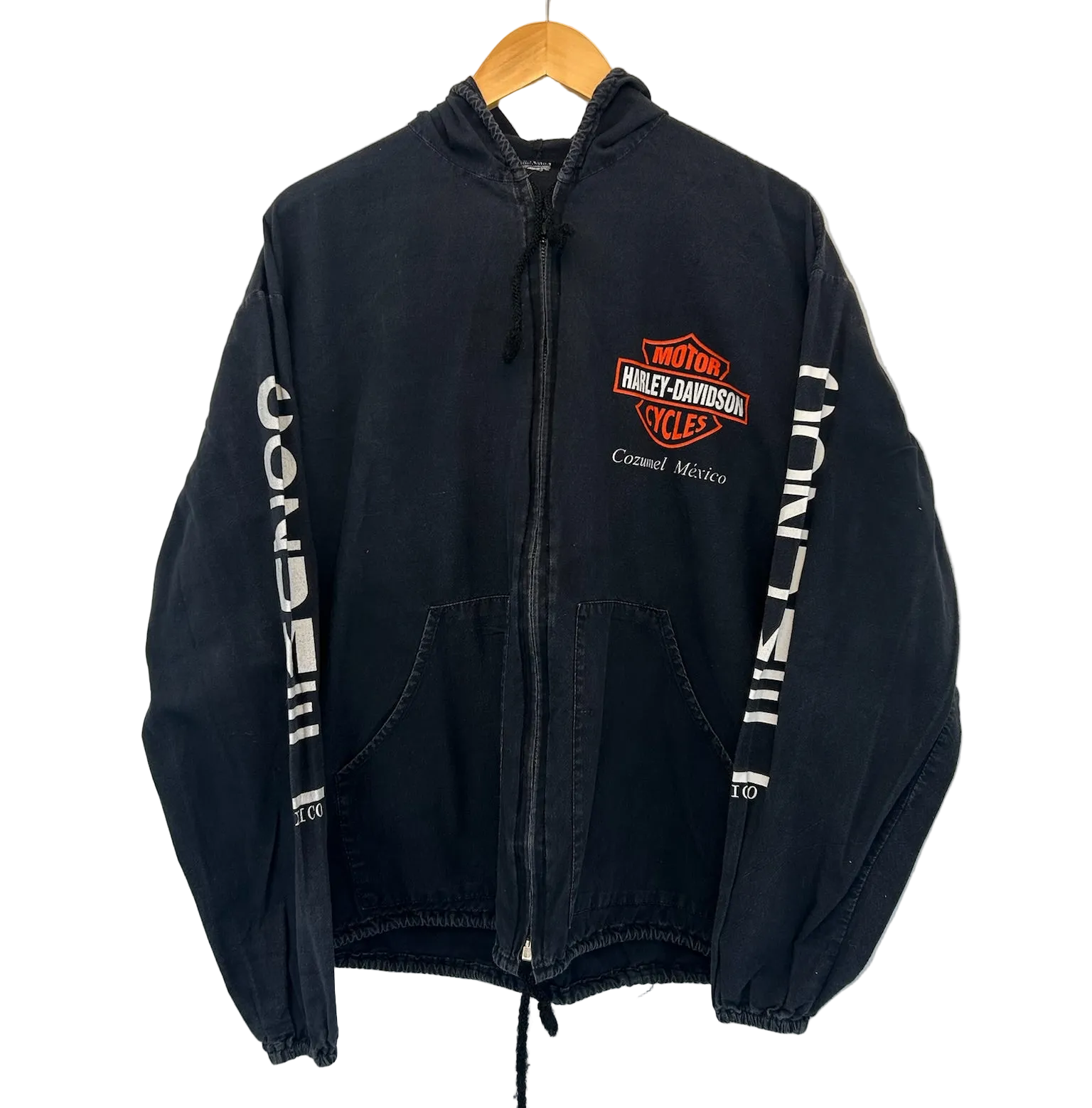 1A-104-CH Black Harley Hooded Jacket