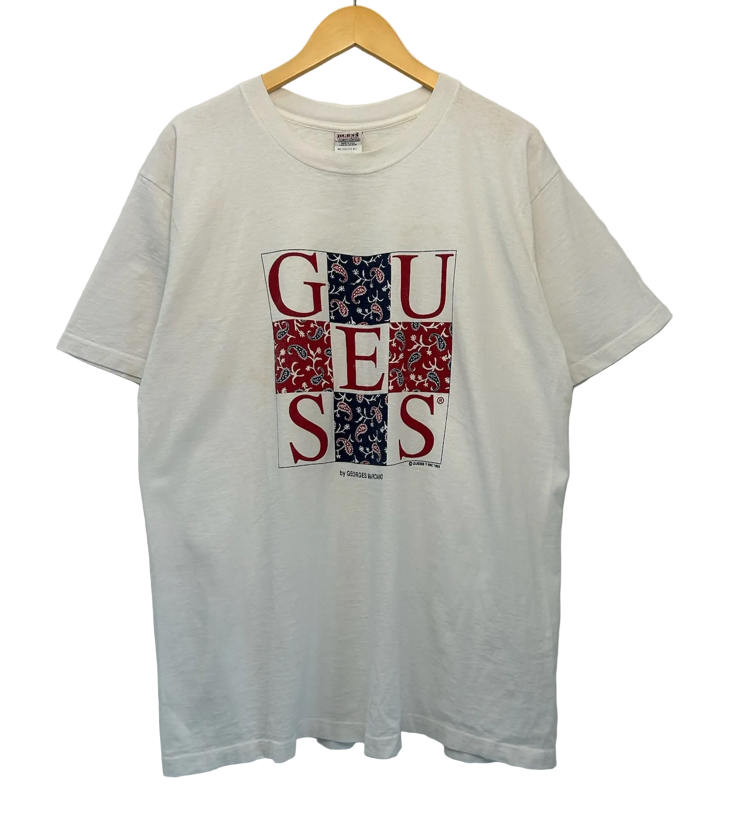 1A-1-CH White Guess Paisley Tee