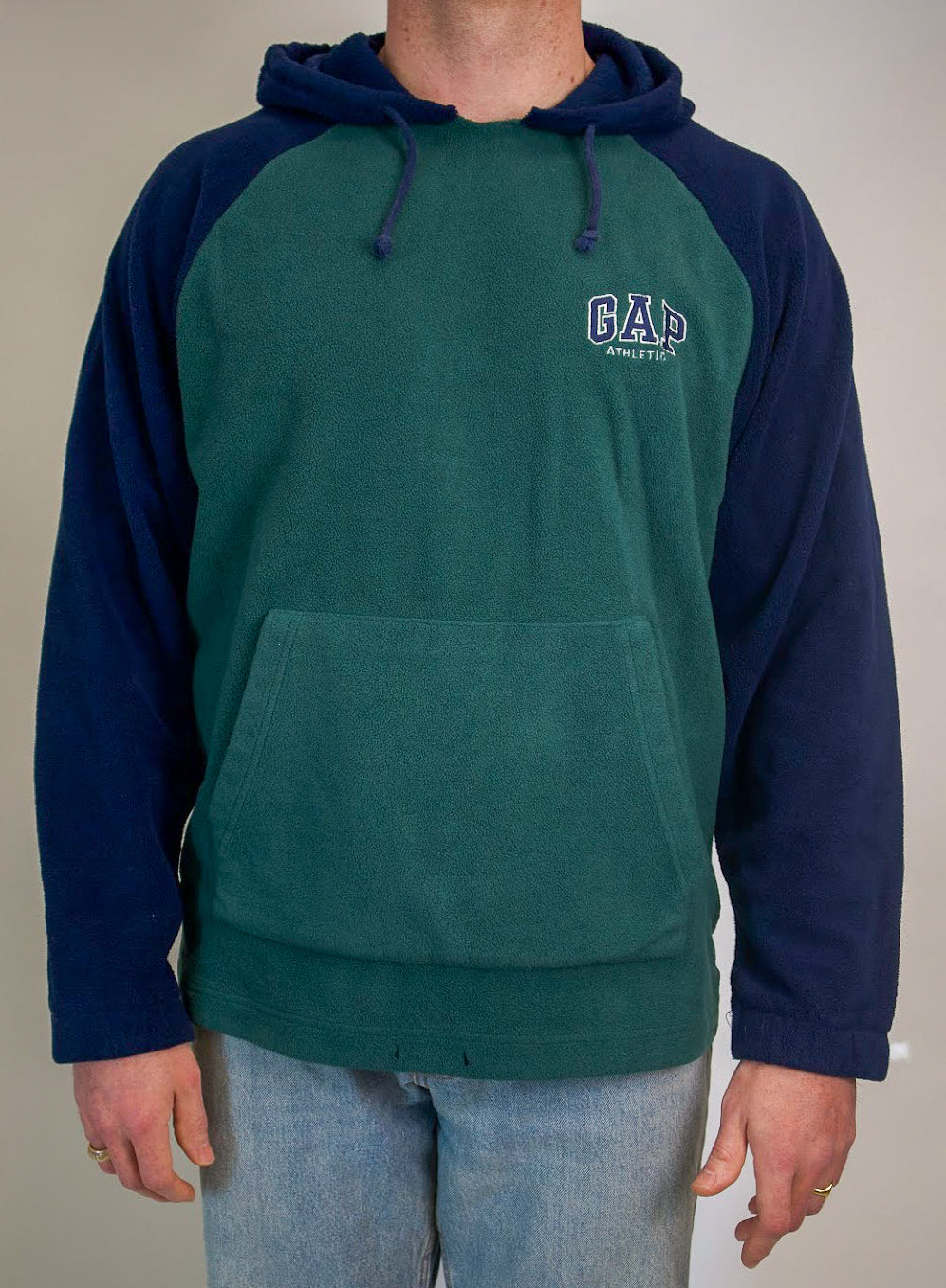 1A-140-CH Green and Blue Gap Fleece Sweater