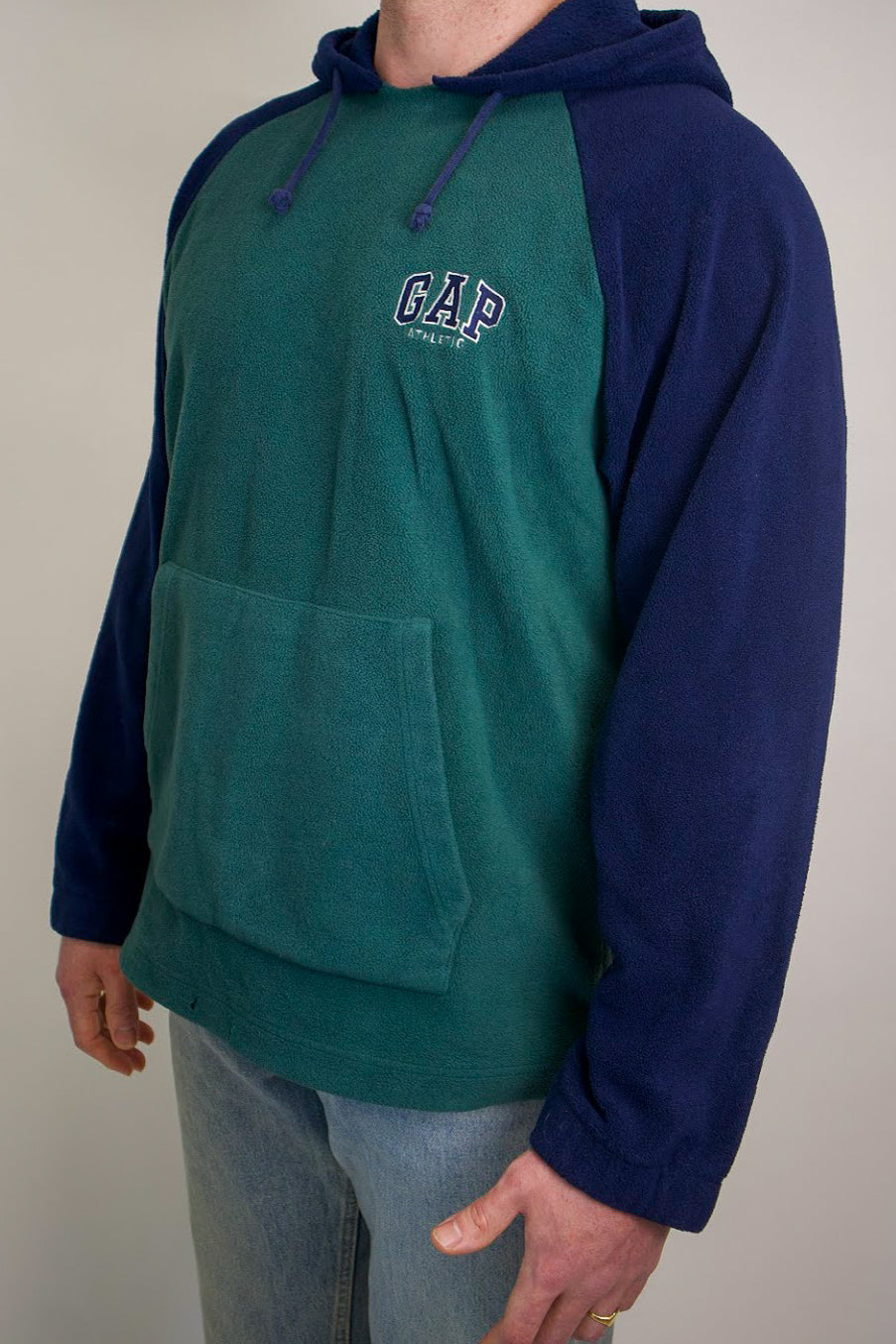 1A-140-CH Green and Blue Gap Fleece Sweater