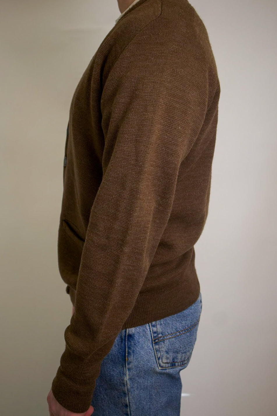 1A-182-CH Brown Wool Button Down Cardigan