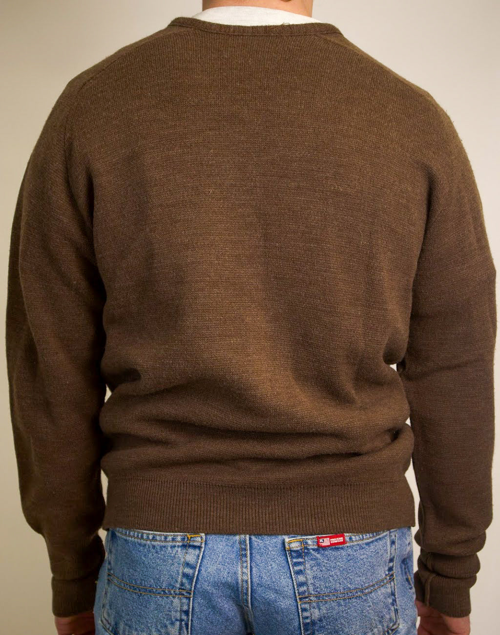 1A-182-CH Brown Wool Button Down Cardigan