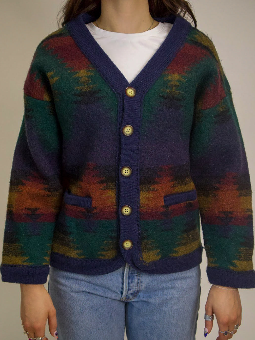 1A-105-CH Structure Colourful Cardigan