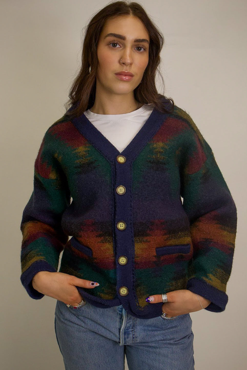 1A-105-CH Structure Colourful Cardigan