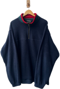 11-77-CH Navy Quarter Zip Fleece with Red and Green collar