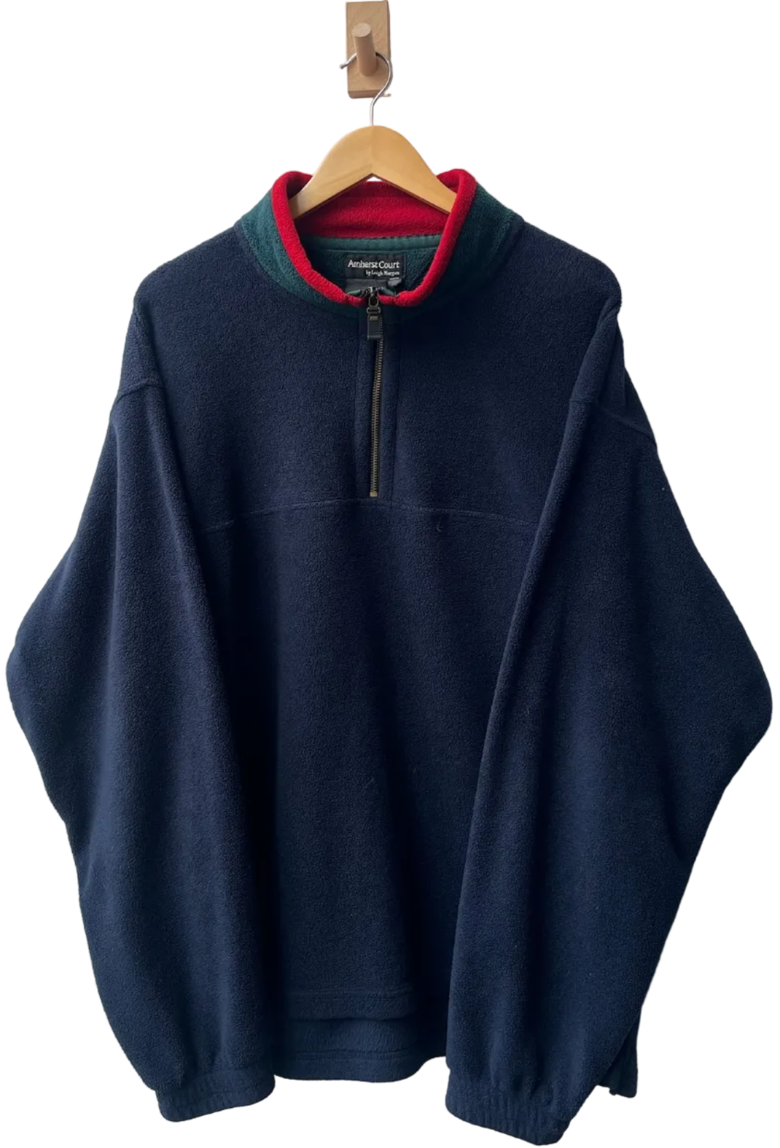 11-77-CH Navy Quarter Zip Fleece with Red and Green collar