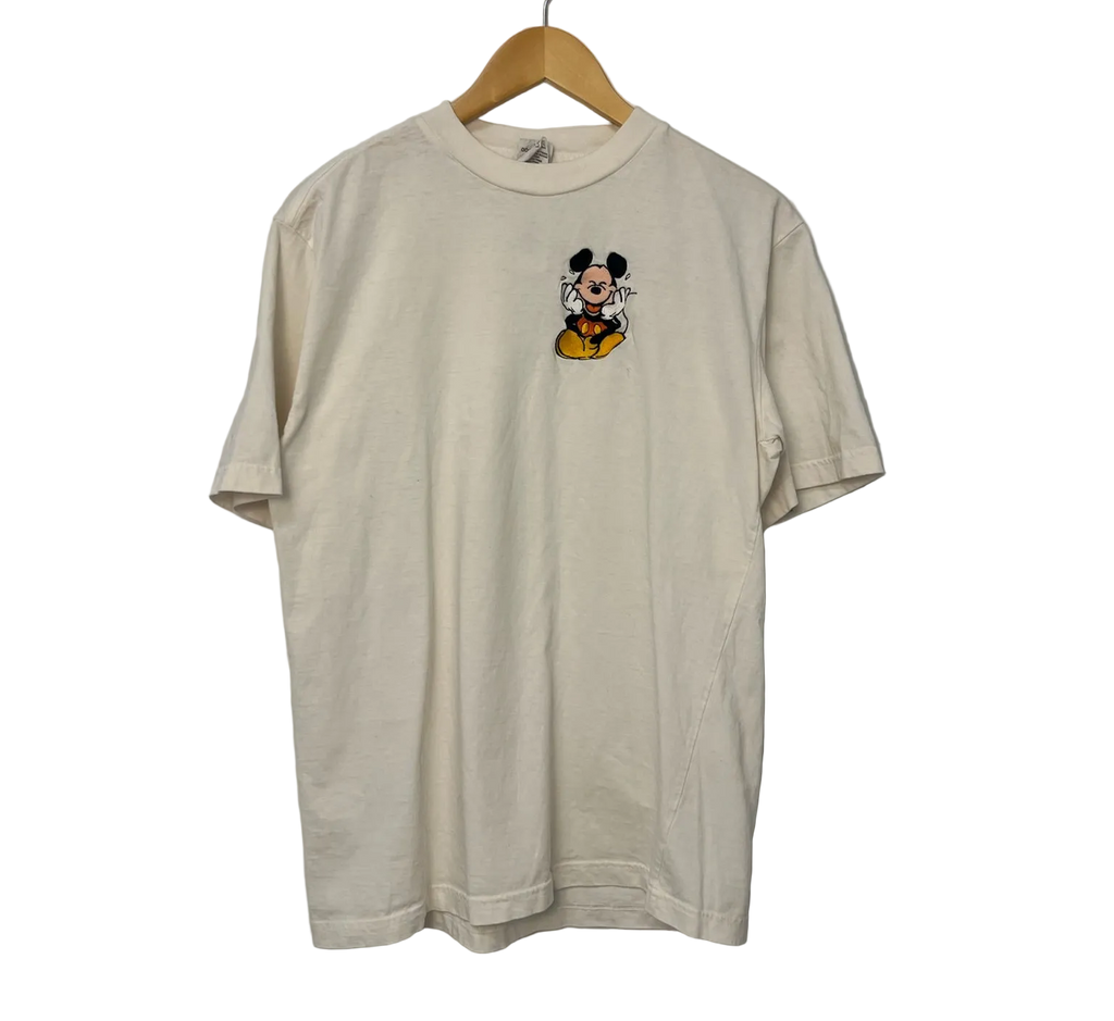 1A-162-CH White Mickey Embroidered Tee