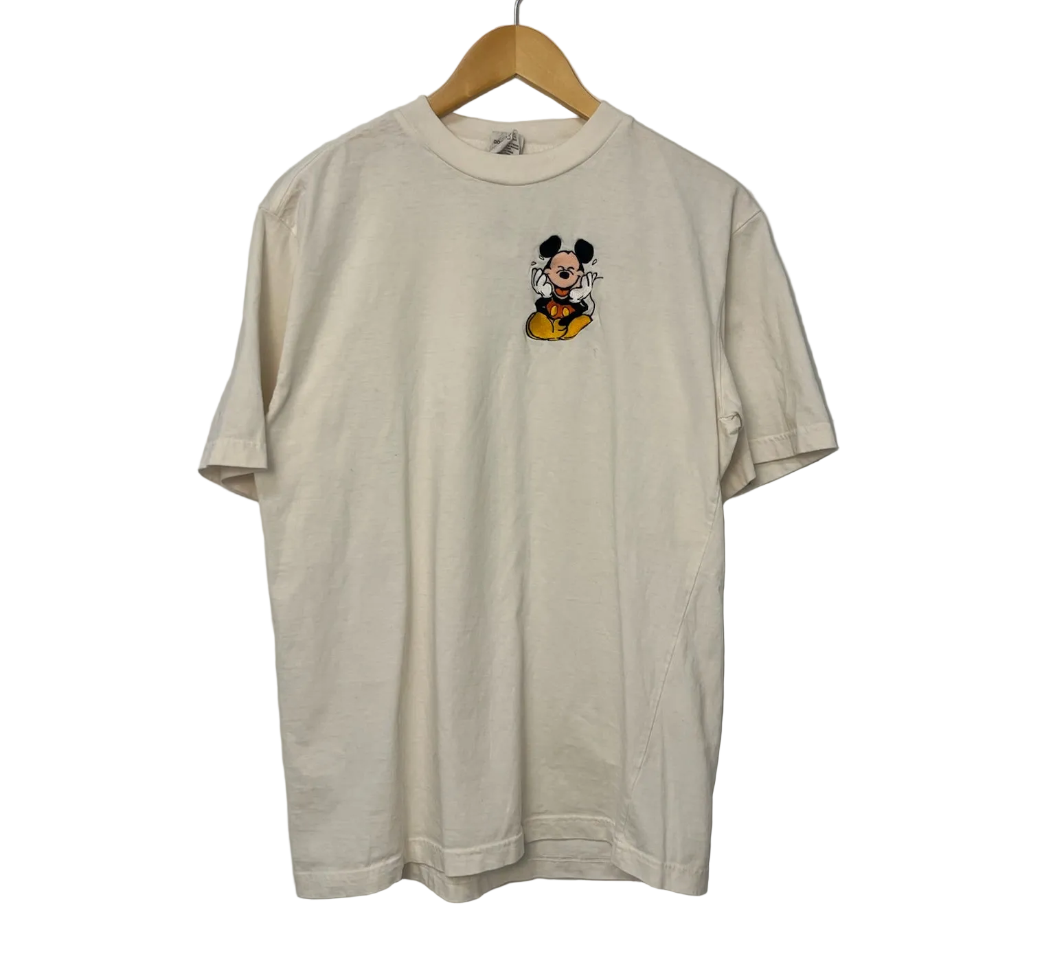 1A-162-CH White Mickey Embroidered Tee