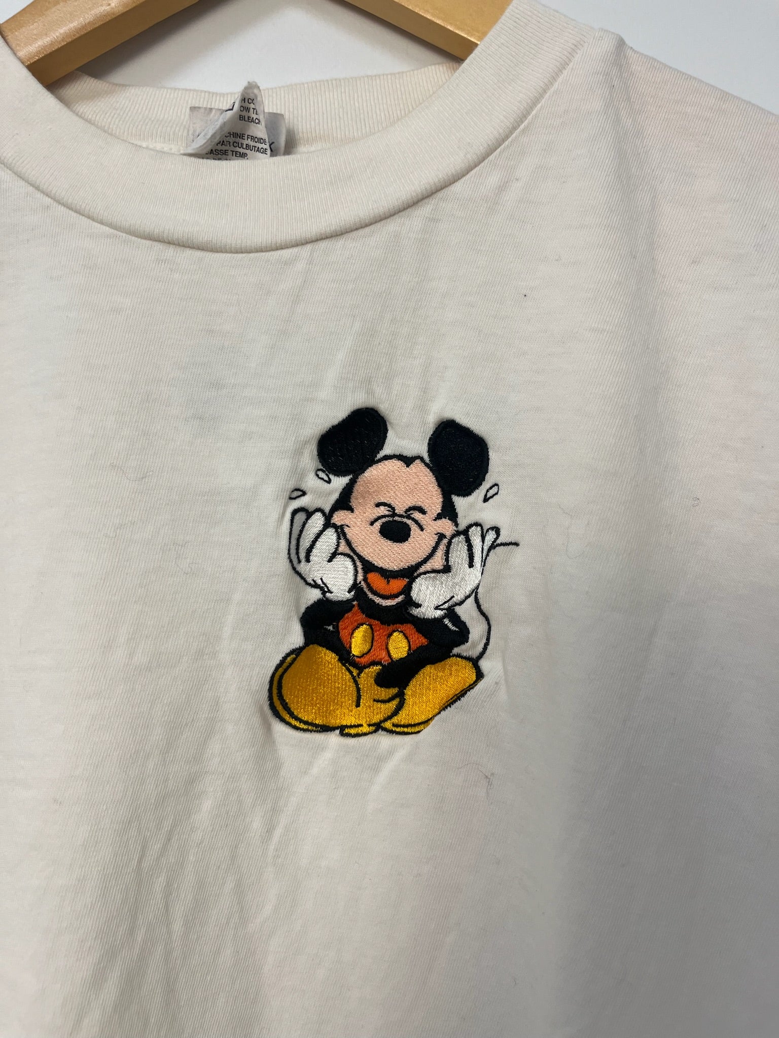 1A-162-CH White Mickey Embroidered Tee