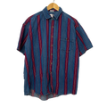 1A-126-CH Blue and Red Denim Button Up