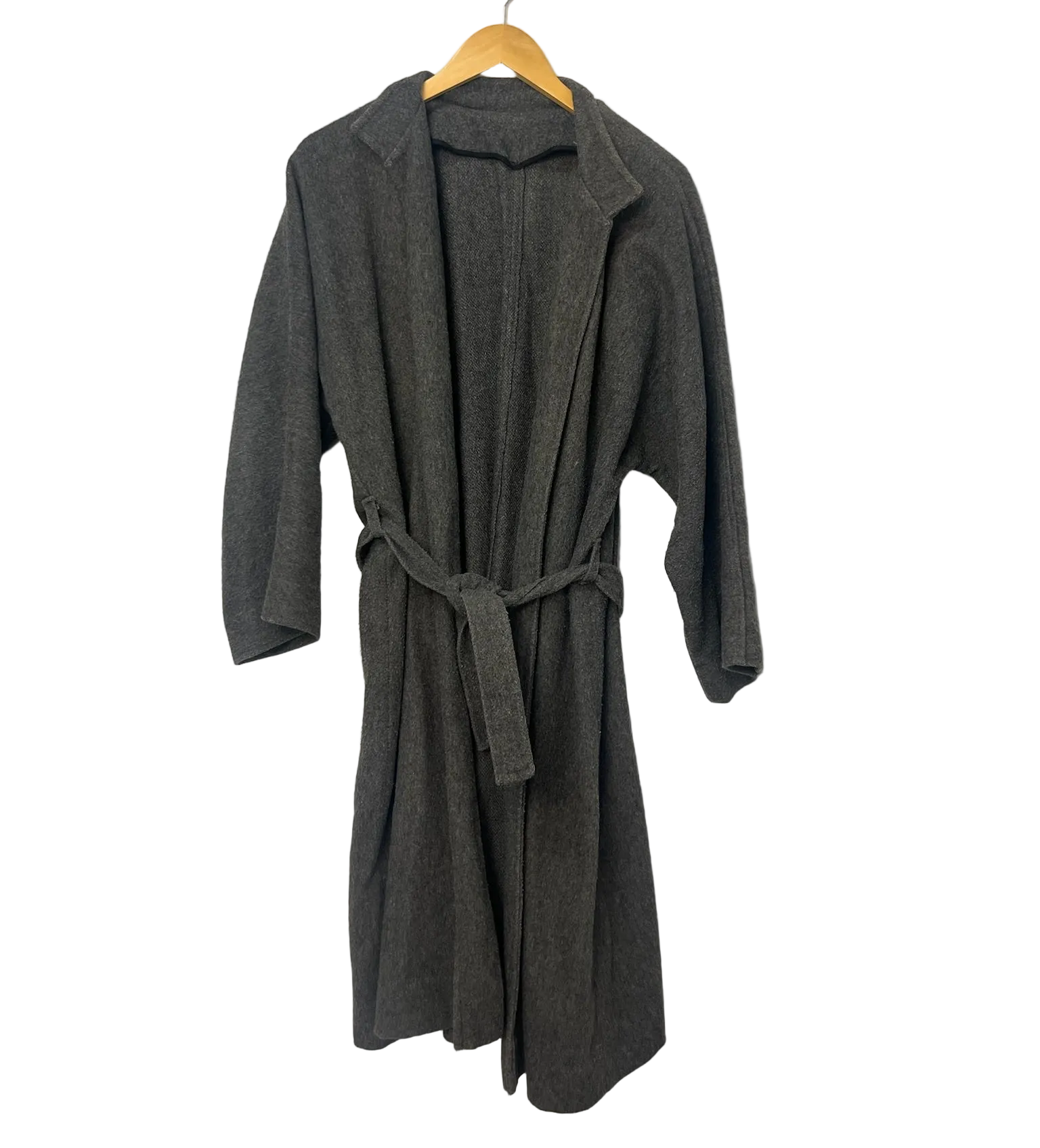 1A-181-CH Charcoal Grey Long Wrap Coat