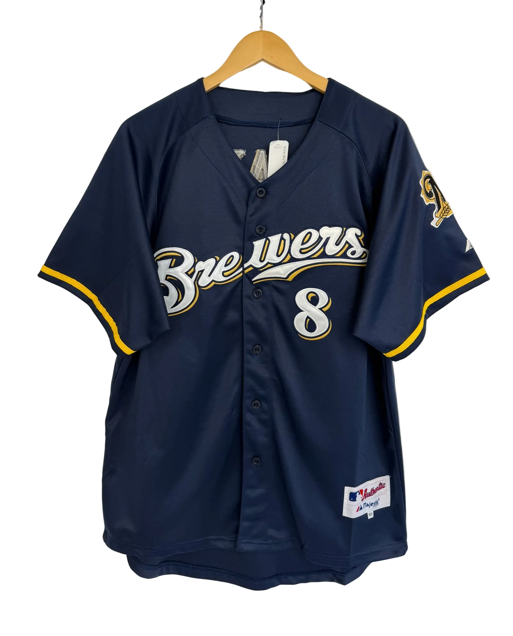 9-284 Brewers Braun Navy Jersey