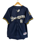 9-284 Brewers Braun Navy Jersey