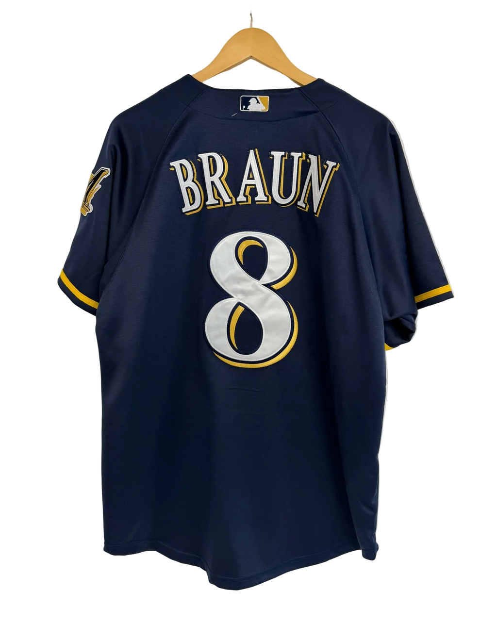 9-284 Brewers Braun Navy Jersey