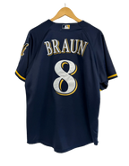 9-284 Brewers Braun Navy Jersey